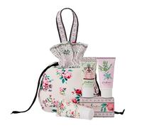 Cath Kidston Hand Cream, Body Cream and Wash 3x 30ml, Scented Soap 100g, Drawstring Bag For Travel Beauty Essentials, She Butter, Gift For Her, Cruelty and Vegan Friendly