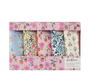 Cath Kidston Hand Cream Gift Set, 5 x 30ml, Shea Butter Moisturiser with Vitamin E, Vegan and Cruelty Friendly, Fits in Pocket and Handbag, Gift for Her, Beauty Self-Care, Strawberry and Cream Scent