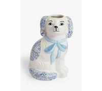 Cath Kidston Hand-Painted Ceramic Dog Vase 21cm - Blue in White Cath Kidston White