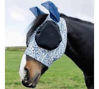 Cath Kidston Horse Fly Mask, Moisture Wicking Lycra Stretch Fly Hood with UV Protection, Breathable Mesh Eye Panels, Secure Zip Closure & Forelock Opening - Strawberry Garden, XL