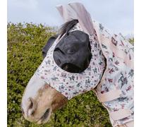 Cath Kidston Horse Fly Mask, Moisture Wicking Lycra Stretch Fly Hood with UV Protection, Breathable Mesh Eye Panels, Secure Zip Closure & Forelock Opening - Cowgirl Print, L