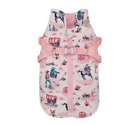 Cath Kidston Large Dog Coat with Built-In Harness - Water Resistant Dog Jacket, Warm Polar Fleece Lining, Zip Fasten, Washable Dog Raincoat, Cowgirl Print | 41 cm Back Length