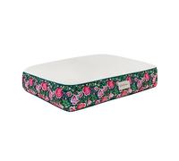 Cath Kidston Medium Washable Dog Bed (75 x 55 x 15 cm), Non-Slip Dog Mattress with Removable Cover, Cosy Sherpa Fleece Top, Pet Pillow for Small & Medium Breeds, Dolly Rose Print