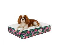 Cath Kidston Medium Washable Dog Bed (95 x 75 x 15 cm), Non-Slip Dog Mattress with Removable Cover, Cosy Sherpa Fleece Top, Pet Pillow for Medium & Large Breeds, Dolly Rose Print