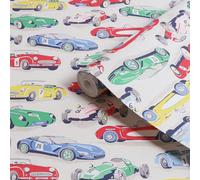 Graham & Brown Cath Kidston Vintage Cars Multicoloured Kids Wallpaper | Paste the Wall Application | Multi Floral | Eco-Friendly