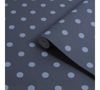 Cath Kidston Navy & Baby Blue Button Spot Smooth Wallpaper