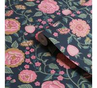 Cath Kidston Navy Strawberry Garden Smooth Wallpaper