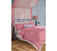 Cath Kidston Painted Gingham Lace Cotton Duvet Cover Set Double Red