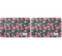 Cath Kidston Pet Feeding Mat (40 x 28 cm), Waterproof Non-Slip Bowl Mat for Cats & Dogs, Protects Against Food & Water Spills, Dolly Rose Print (Pack of 2)