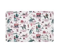 Cath Kidston Pet Feeding Mat 43 x 28 cm - Waterproof Slip-Resistant Dog & Cat Bowl Mat, Protects Floors from Spills & Messes, Cowgirl Print