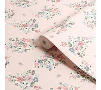Cath Kidston Pink Clifton Floral Patterned Smooth Wallpaper