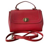 Cath Kidston Plum Red Twist Lock Leather Doctor Style Handbag Bag