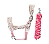 Cath Kidston Pony Pink Headcollar & Lead Rope Set, Adjustable Poll & Noseband, Soft Teddy Boucle Lining, Durable Webbing & Metal Hardware, For Everyday Stable & Yard Use - Cowgirl Collection