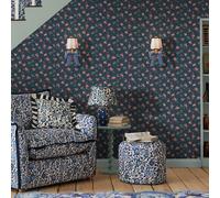 Cath Kidston Rose & Bows Wallpaper - Navy Blue