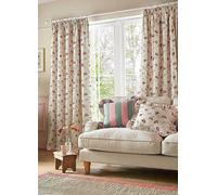 Cath Kidston Rose & Bows Pair of Blackout Lined Pencil Pleat Curtains Rose