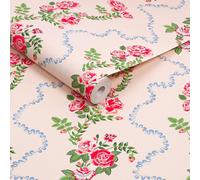 Cath Kidston Cath Kidston Rose Flutter Pink Wallpaper One size Pink