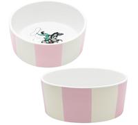 Cath Kidston Set of 2 Dog Bowls 400ml - Dishwasher Safe Weighted Ceramic Stoneware, Non-Slip Durable Non-Toxic Pet Bowls, Cowgirl Stripe | 13.5 cm Diameter
