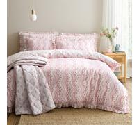 Cath Kidston Spitalfield Silk Stripe Reversible Cotton Double Duvet Cover Set With Pillowcases Pink