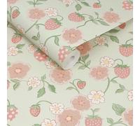 Cath Kidston Strawberry Sage Floral Wallpaper