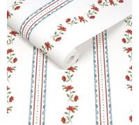 Cath Kidston Treasure Floral Red & Blue Wallpaper