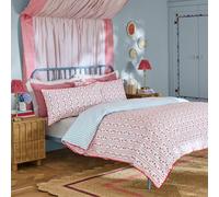 Cath Kidston Treasure Floral Stripe Reversible Cotton Single Duvet Cover Set With Pillowcase Red / Navy