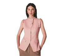 Cath Kidston Womens Contrast Cotton Ruffle Neck Waistcoat - Pink - 12 UK - Pink - 100% Cotton