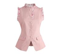 Cath Kidston Womens Contrast Cotton Ruffle Neck Waistcoat - Pink - 22 UK - Pink - 100% Cotton