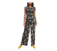 Cath Kidston Womens Cotton Island Print Straight Leg Trousers - Black/Pink - 22 UK - Black/Pink - 100% Cotton