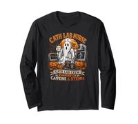 Cath Lab Crew Halloween Ghost Caffeine STEMIs Long Sleeve T-Shirt