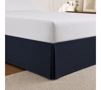 Cathay Home Double Brushed Microfiber Pleated Easy Fit Bed Skirt, Ultra Soft, Fade and Wrinkle Resistant - Navy, King