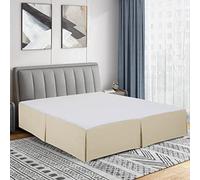 Cathay Home Double Brushed Microfiber Pleated Easy Fit Bed Skirt, Ultra Soft, Fade and Wrinkle Resistant - Cream, King