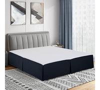 Cathay Home Double Brushed Microfiber Pleated Easy Fit Bed Skirt, Ultra Soft, Fade and Wrinkle Resistant - Navy, Queen