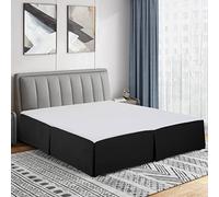Cathay Home Double Brushed Microfiber Pleated Easy Fit Bed Skirt, Ultra Soft, Fade and Wrinkle Resistant - Black, Queen