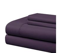 Cathay Home Essentials Ultra Soft Hypoallergenic Wrinkle Resistant Double Brushed Microfiber Bedding Sheet Set, Eggplant, Queen