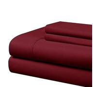 Cathay Home Essentials Ultra Soft Hypoallergenic Wrinkle Resistant Double Brushed Microfiber Bedding Sheet Set, Burgundy, Full