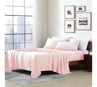 Cathay Home Essentials Ultra Soft Hypoallergenic Wrinkle Resistant Double Brushed Microfiber Bedding Sheet Set, Blush, Full