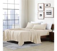Cathay Home Essentials Ultra Soft Hypoallergenic Wrinkle Resistant Double Brushed Microfiber Bedding Sheet Set, Cream, Full