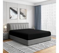 Cathay Home Full Fitted Sheet - Double Brushed Ultra Soft - Wrinkle & Fade Resistant - 14" Standard Pocket Fitted Sheet Only - Good Fit for 12"-16" Deep Mattress (Full, Black)