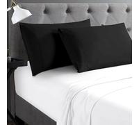 Cathay Home Hospitality 2-Piece Standard Pillow Covers Pack of 2, Hotel Collection Wrinkle Fade Resistant Double Brushed Ultra Soft Microfiber - Black, Standard (20'' x 30'')