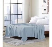 Cathay Home Hotel Luxury Wrinkle & Fade Resistant Double Brushed Ultra Soft Microfiber 1-Piece Single Flat Sheet - Blue Fog, King (102" x 105")