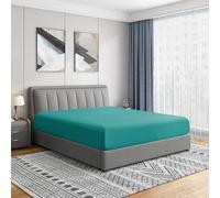 Cathay Home Luxury Wrinkle and Fade Resistant Double Brushed Ultra Soft Microfiber 14-Inch Standard Pocket Single Fitted Sheet, Larkspur Blue, King