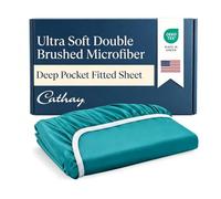 Cathay Home Luxury Wrinkle and Fade Resistant Double Brushed Ultra Soft Microfiber 14-Inch Standard Pocket Single Fitted Sheet, Larkspur Blue, King