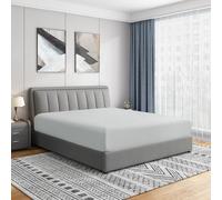 Cathay Home Luxury Wrinkle and Fade Resistant Double Brushed Ultra Soft Microfiber 14-Inch Standard Pocket Single Fitted Sheet, Light Gray, Queen