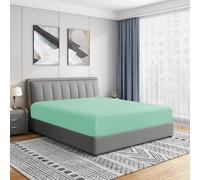 Cathay Home Luxury Wrinkle and Fade Resistant Double Brushed Ultra Soft Microfiber 14-Inch Standard Pocket Single Fitted Sheet, Sea Foam, Queen