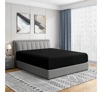 Cathay Home Queen Fitted Sheet - Double Brushed Ultra Soft - Wrinkle & Fade Resistant - 16" Deep Pocket Fitted Sheet Only - Good Fit for 14"-18" Deep Mattress (Queen, Black)