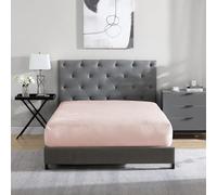 Cathay Home Queen Flannel-Plush Fur Fitted Sheet - Ultra Soft & Thick Plush Fur - All Season Cozy Warmth - 12" Deep Pocket Fitted Sheet Only (Queen, Blush)