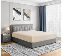 Cathay Home Twin Fitted Sheet - Double Brushed Ultra Soft - Wrinkle & Fade Resistant - 16" Deep Pocket Fitted Sheet Only - Good Fit for 14"-18" Deep Mattress (Twin, Cream)