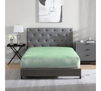 Cathay Home Twin Flannel-Plush Fur Fitted Sheet - Ultra Soft & Thick Plush Fur - All Season Cozy Warmth - 12" Deep Pocket Fitted Sheet Only (Twin, Sage)
