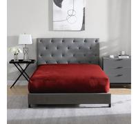 Cathay Home Twin Flannel-Plush Fur Fitted Sheet - Ultra Soft & Thick Plush Fur - All Season Cozy Warmth - 12" Deep Pocket Fitted Sheet Only (Twin, Burgundy)