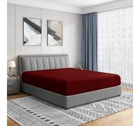 Cathay Luxury Silky Soft Polyester Single Fitted Sheet, Queen Size, Burgundy